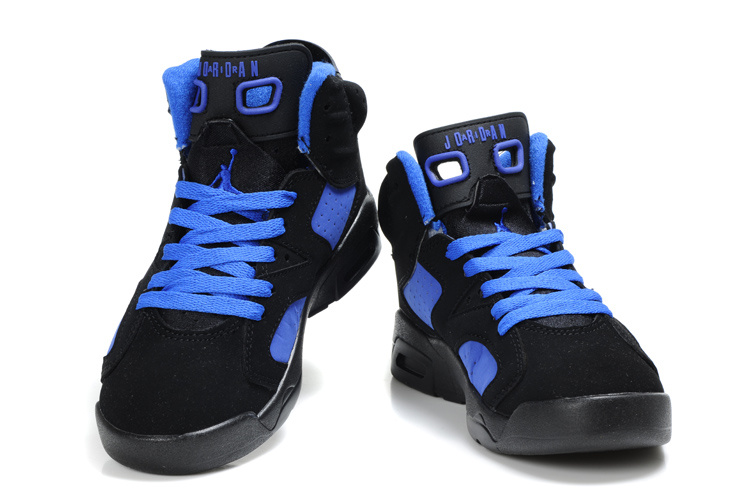 Cheap Air Jordan Shoes 6 Black Blue For Kids